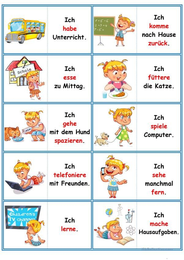 Spiele Im Deutschunterricht: Domino - Der Tagesablauf | Deutsch Lernen verwandt mit Routine Kinder Bilder