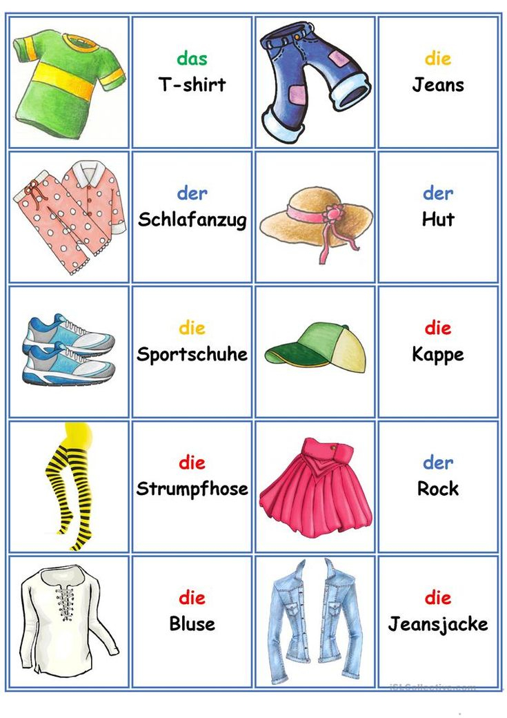 Spiele Im Deutschunterricht: Memory - Kleidung Und Accessoires mit Kinder Bilder Lernen,