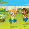 Spielende Kinder In Einem Garten | Stock-Vektor | Colourbox bei Kleinkinder Bilder Comic