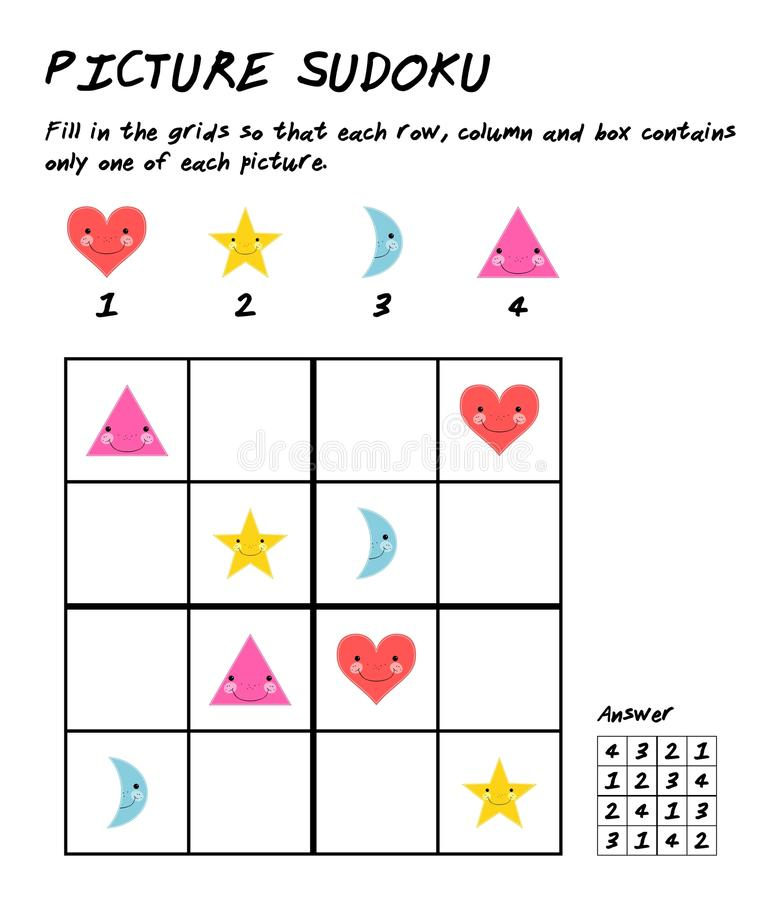 Sudoku F?R Kinder Mit Bunten Geometrischen Zahlen Spiel F?R bei Sudoku Kinder 4X4 Bilder