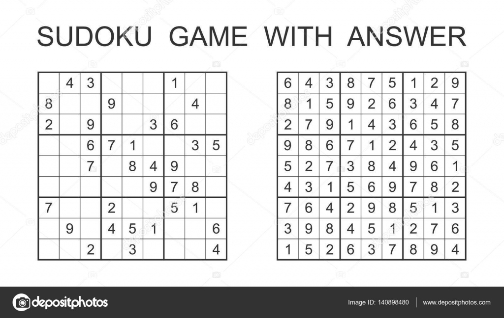 Sudoku-Spiel Mit Antwort. Vektor-Puzzle-Spiel Mit Zahlen Für Kinder Und ganzes Sudoku Kinder Bilder