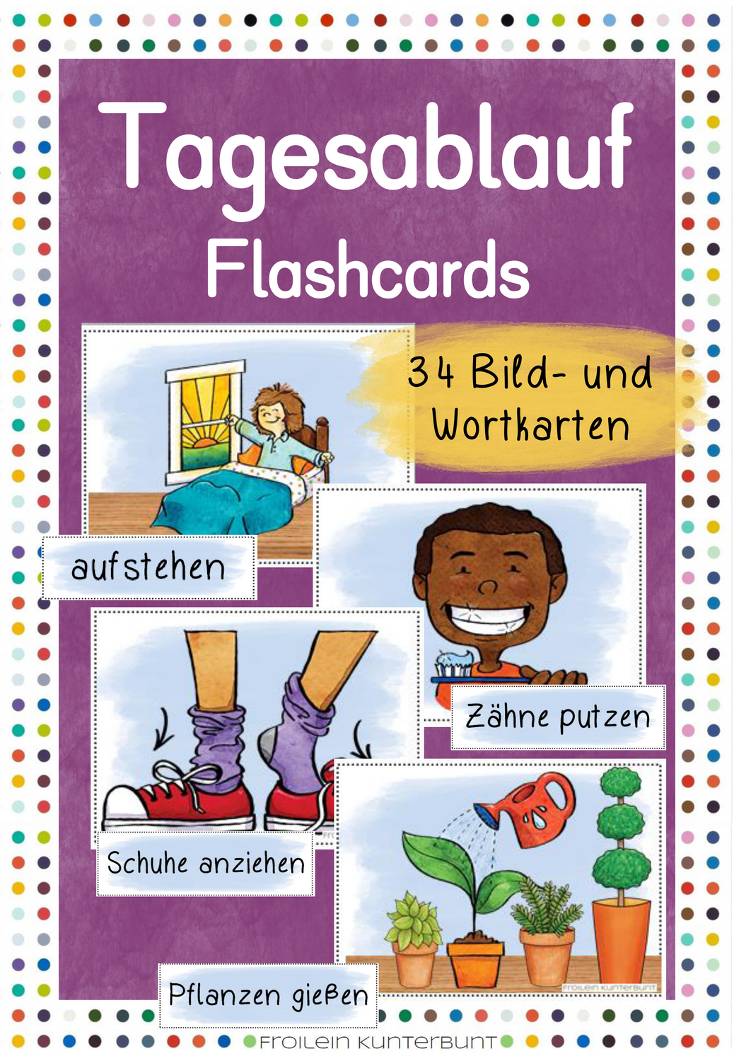 Tagesablauf Flashcards - Unterrichtsmaterial In Den Fächern Daz/Daf innen Tagesablauf Kinder Bilder