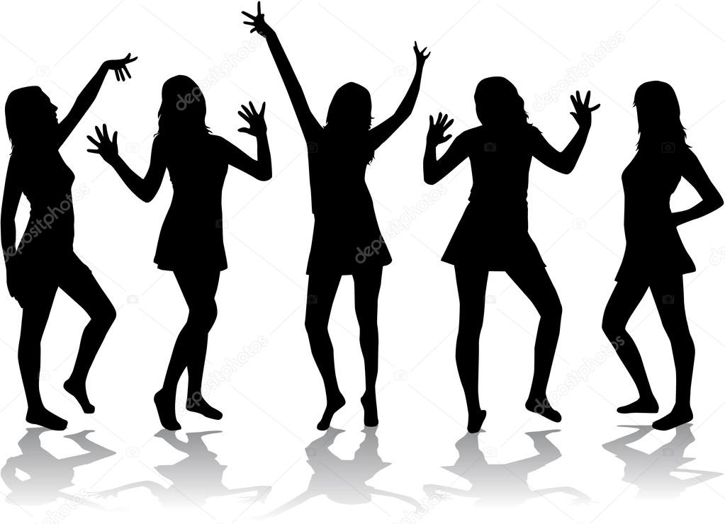 Tanzende Mädchen - Silhouetten. — Stockvektor © Pablonis #41329609 für Tanzende Kinder Bilder