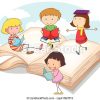 Viele, Lesende , Buecher, Kinder, Abbildung. | Canstock bei Lesende Kinder Bilder