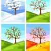 Vier Jahreszeiten Baum Und Landschaft Royalty Free Vector Image mit Bilder 4 Kinder