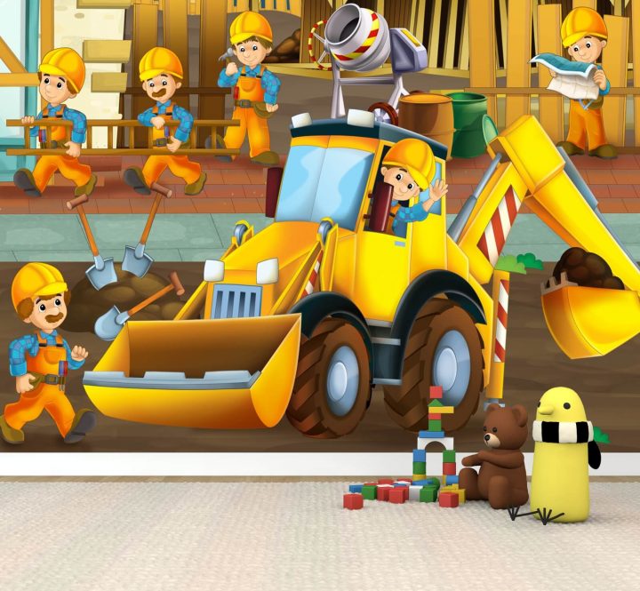 Vlies Xxl-Poster Fototapete Tapete Kinder Bagger Bau | Kinder | Poster innen Kreuzweg Für Kinder Bilder