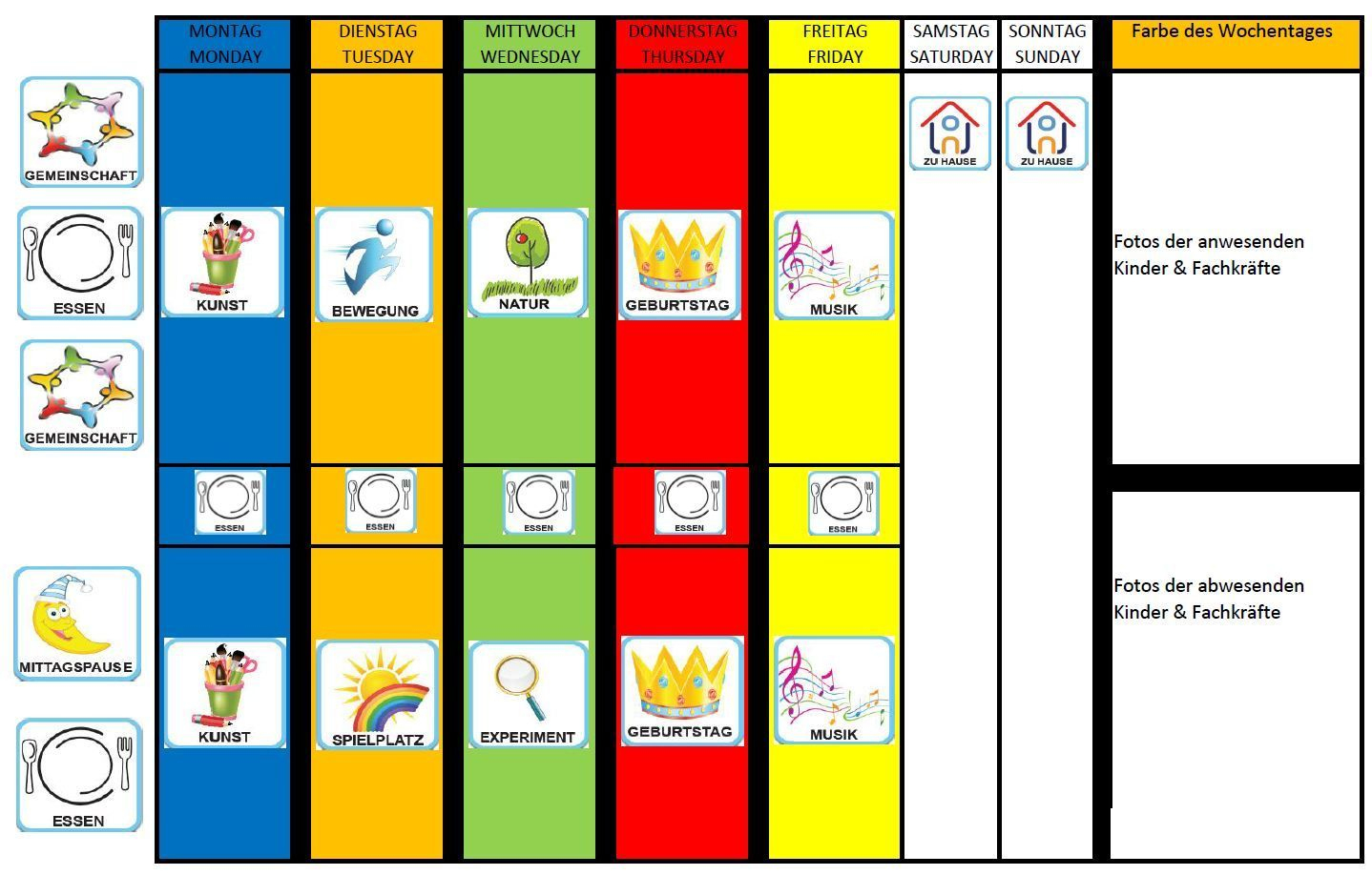 Vorlage Wochenplan Kindergarten - Google-Suche | Wochen Planer, Planer innen Routine Kinder Bilder