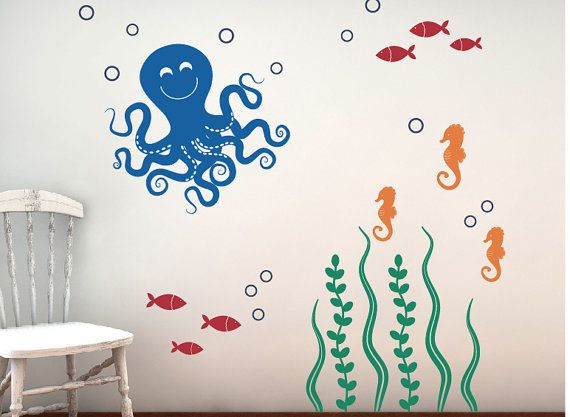 Wandtattoo Set, Meer Ozean Freunde, Kinderzimmer Wandtattoo, Vinyl verwandt mit Kinderbilder Wand