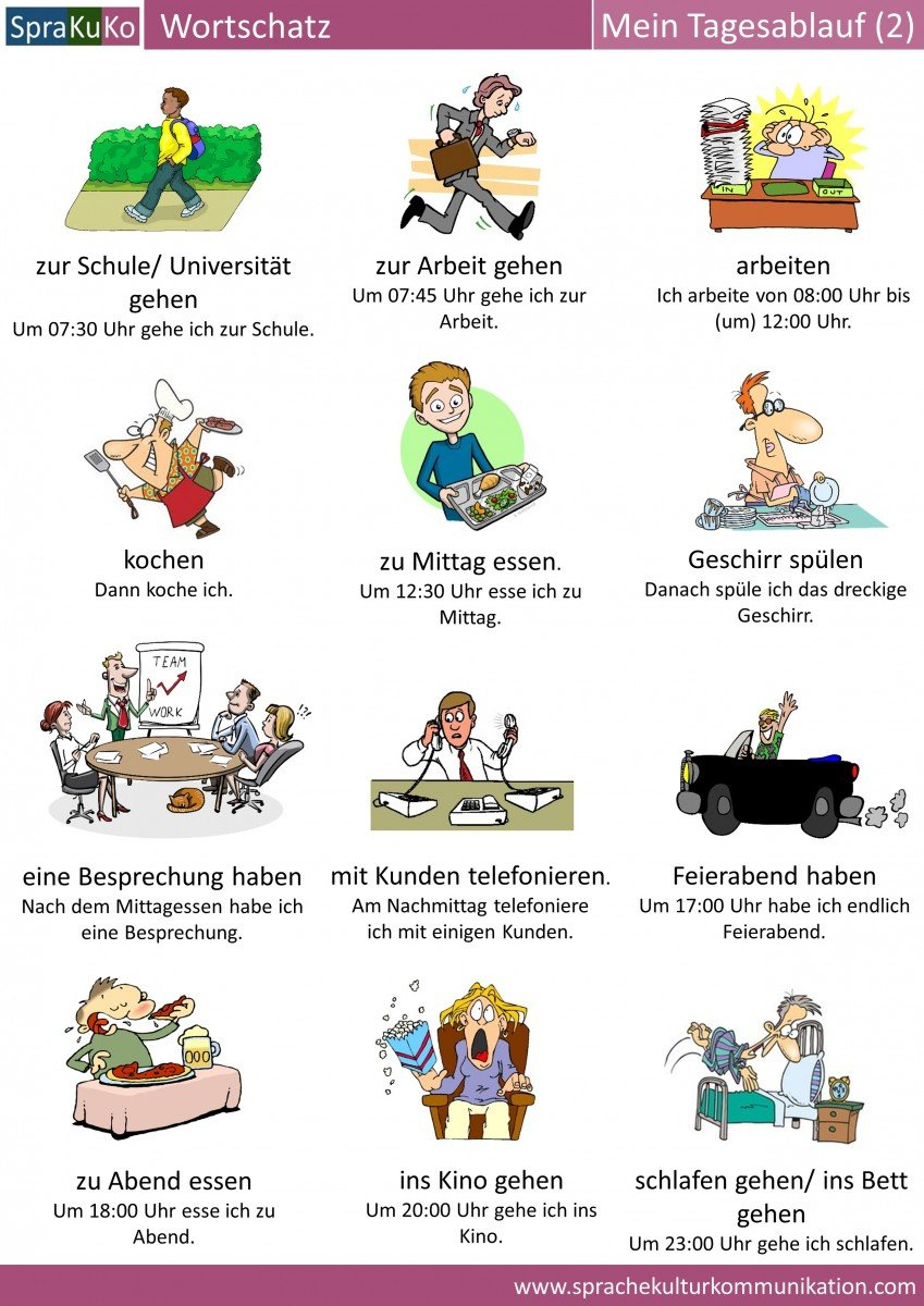 Wortschatz: Mein Tagesablauf | Deutsch Lernen Und Unterrichten bei Kinder Routine Bilder