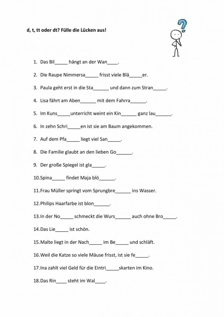 rechtschreibung d t arbeitsblatt