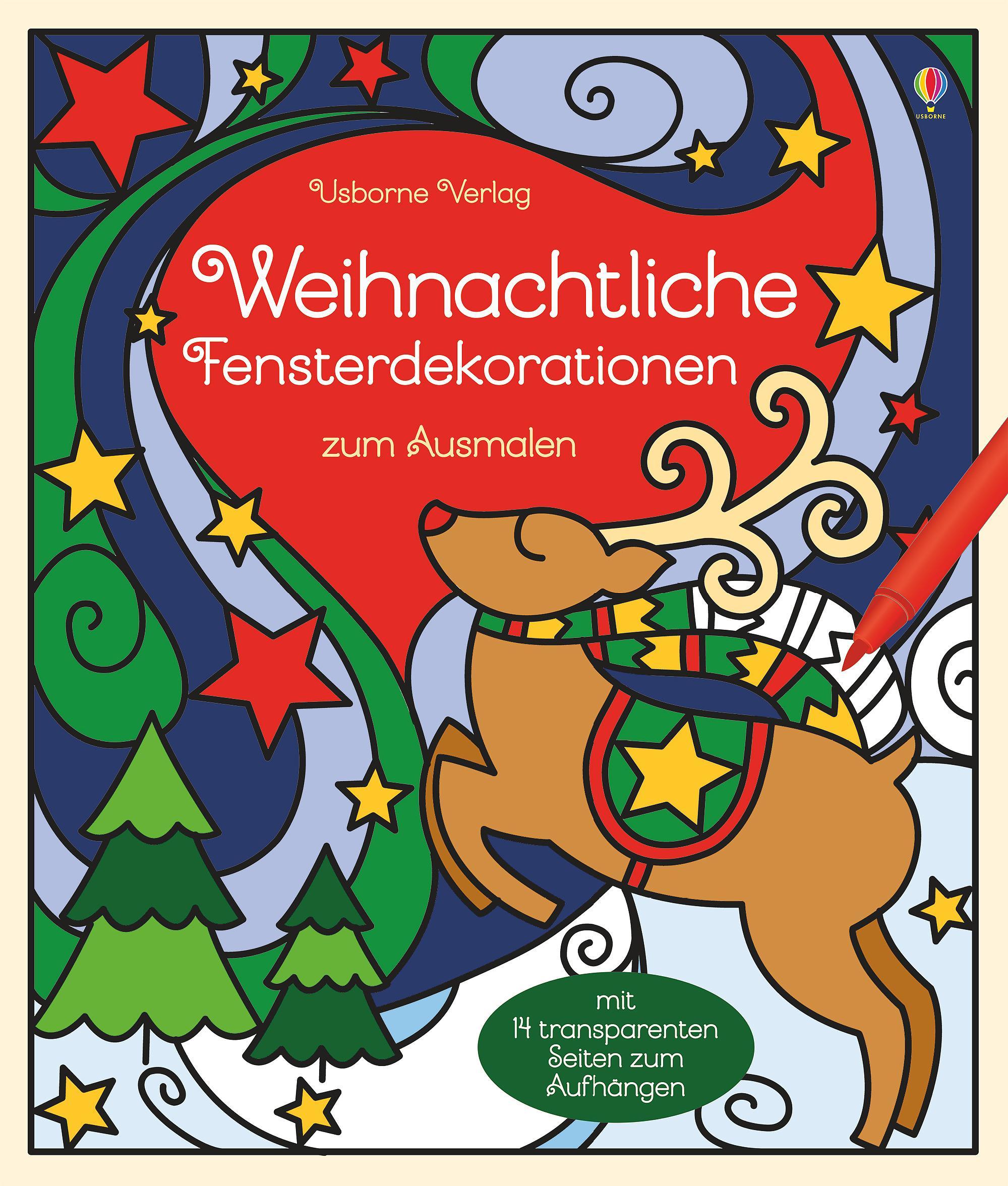 Weihnachtliche Fensterdekorationen zum Ausmalen Buch versandkostenfrei