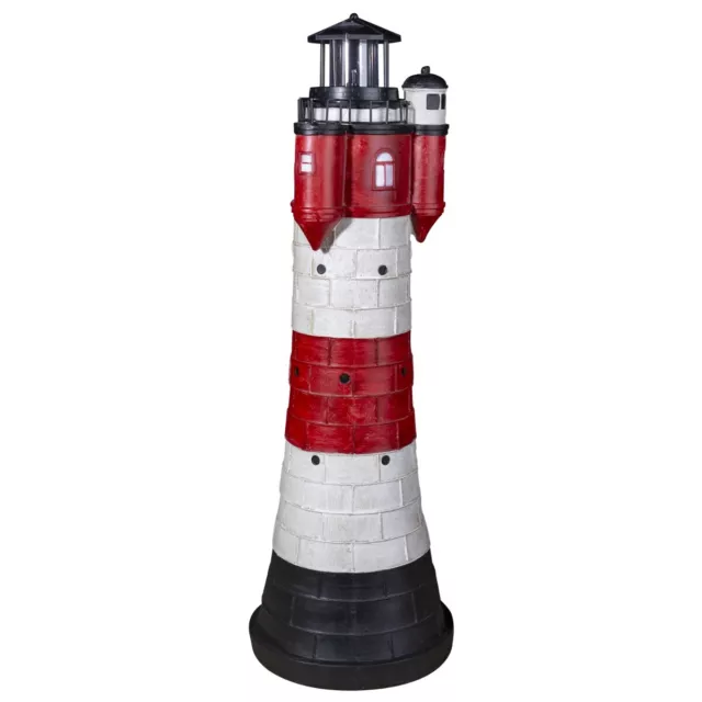 LEUCHTTURM ROTER SAND Solar Leuchtturm 80 cm Maritime Deko LED Blink