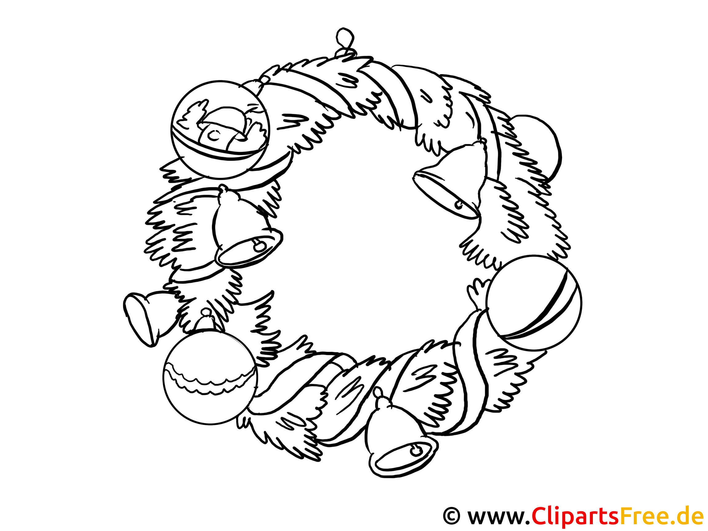 Coloriage de l'Avent Couronne de Noël