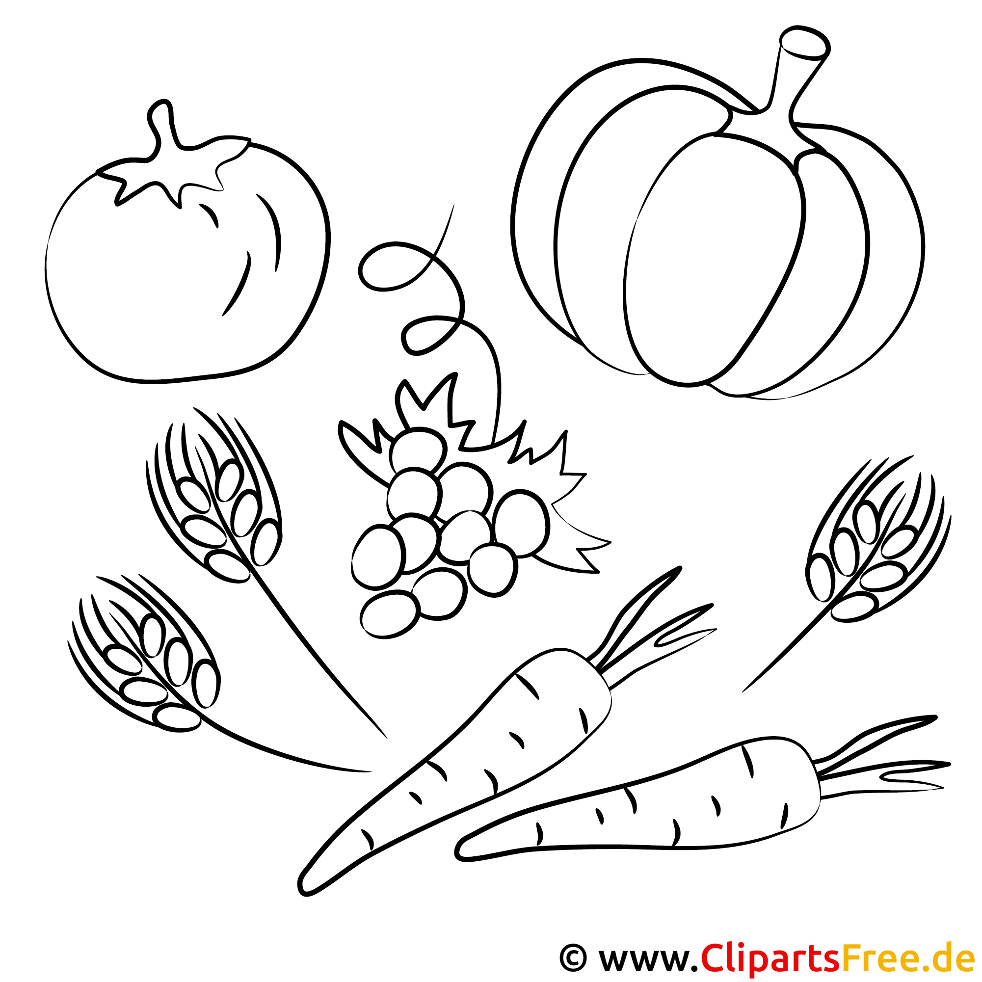 Kostenlose Malvorlagen zum Ausdrucken zum Thema Ernte, Gemuese, Herbst