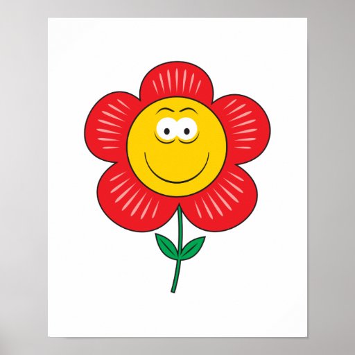 Niedlicher Blumen-Smiley Plakat | Zazzle