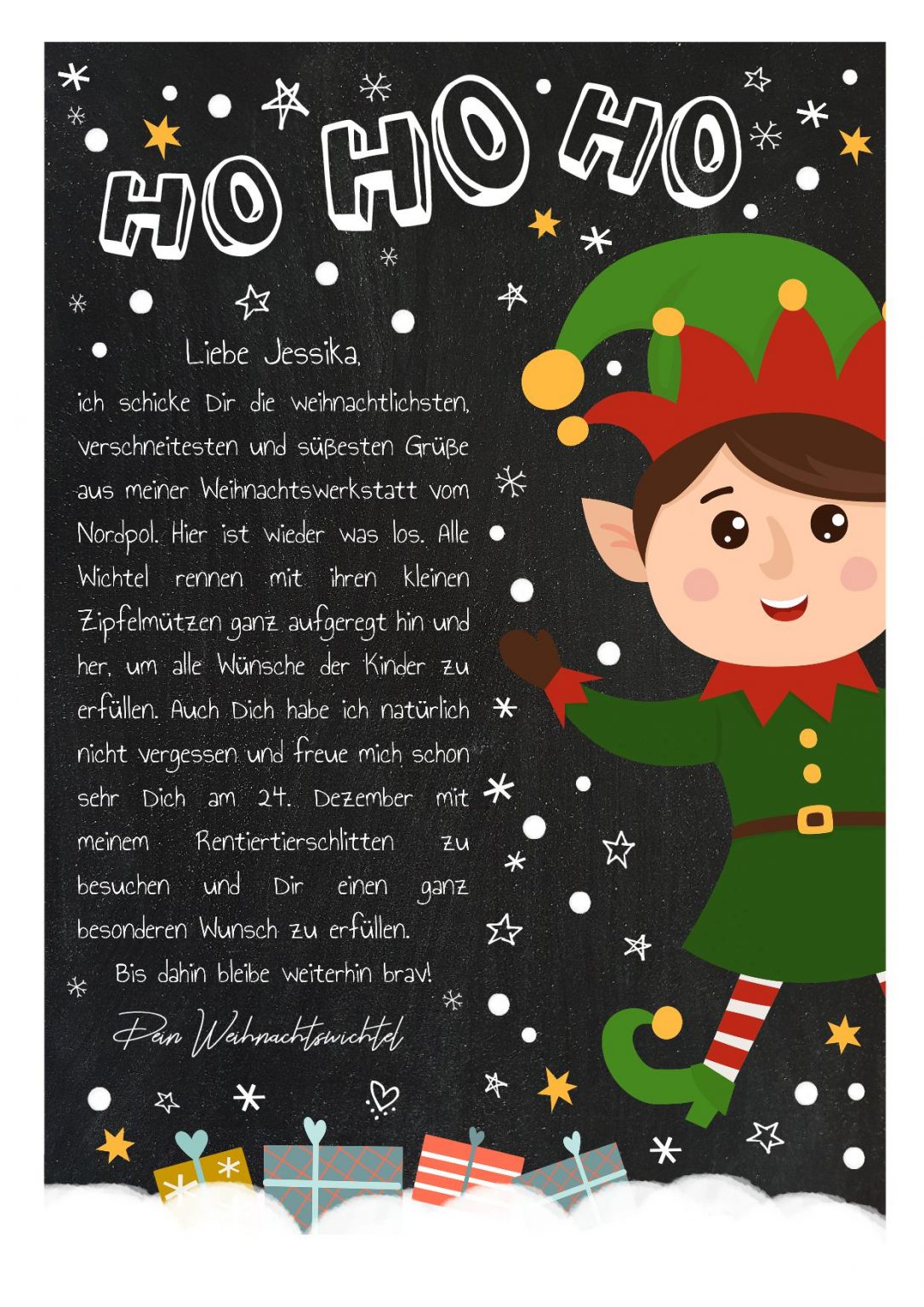 Brief vom Weihnachtsmann Vorlage Post zum ausdrucken personalisierbar