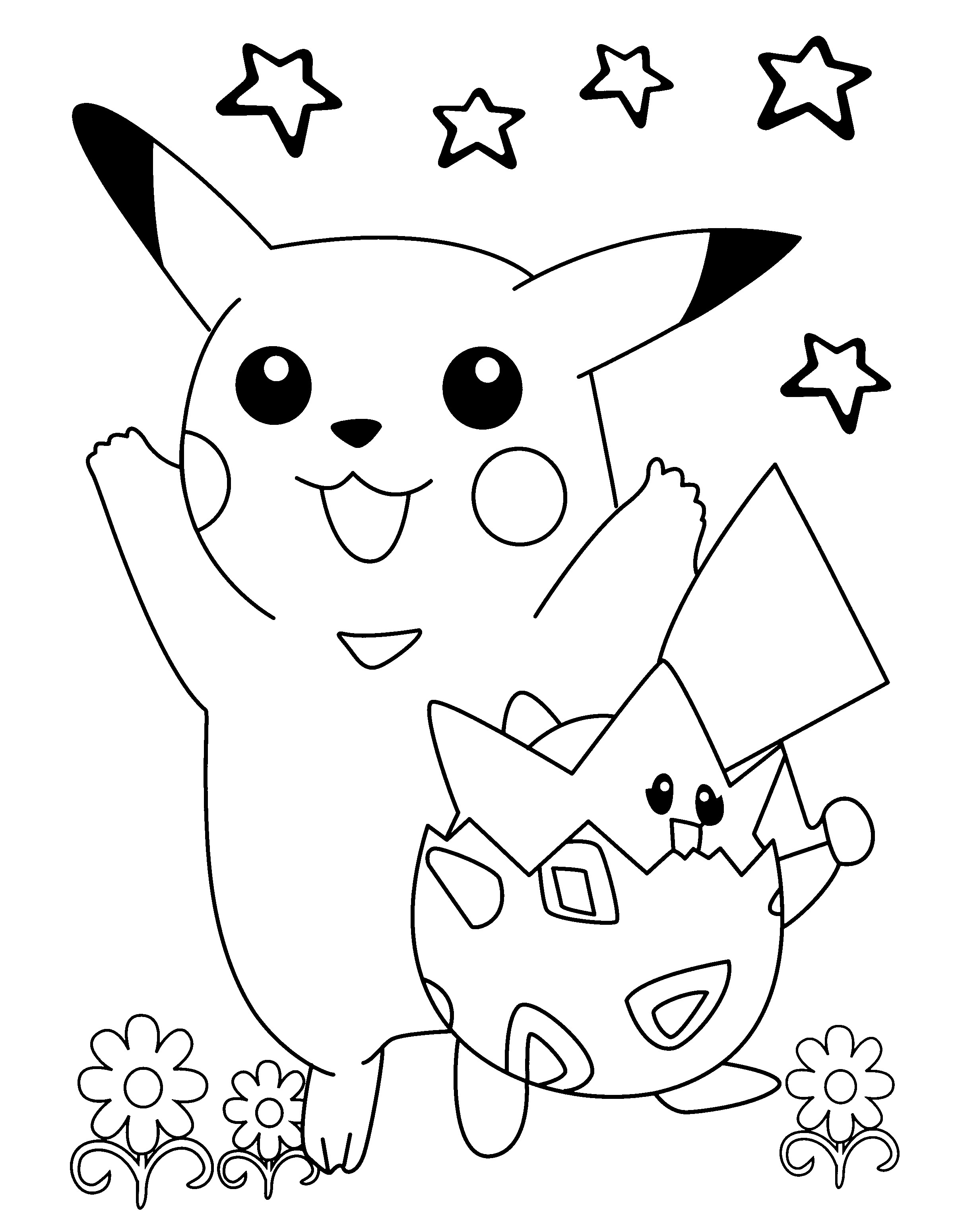 Pokemon Ausmalbilder Pikachu - Vorlagen zum Ausmalen gratis ausdrucken