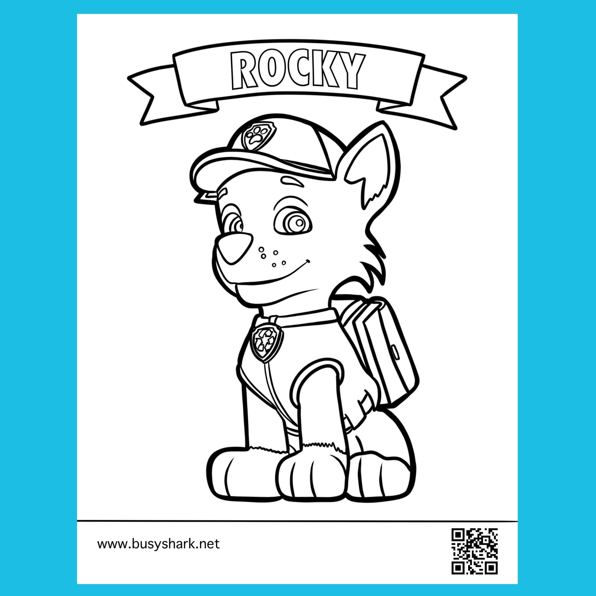 Paw patrol Rocky free coloring page - Busy Shark