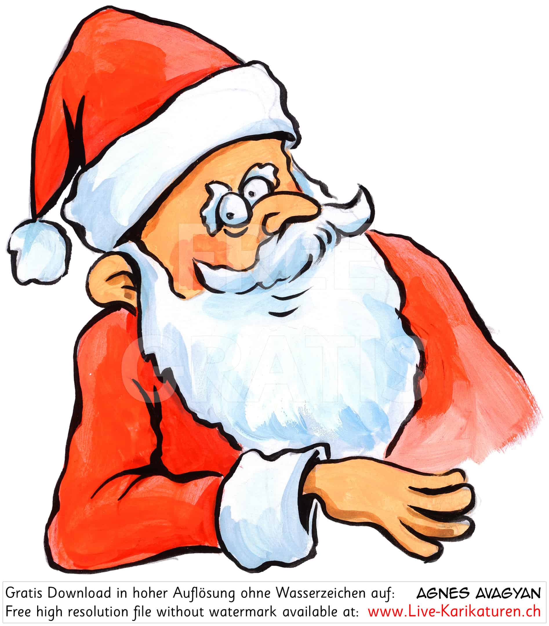 Weihnachtsmann klassisch rot weiss — www.Live-Karikaturen.ch