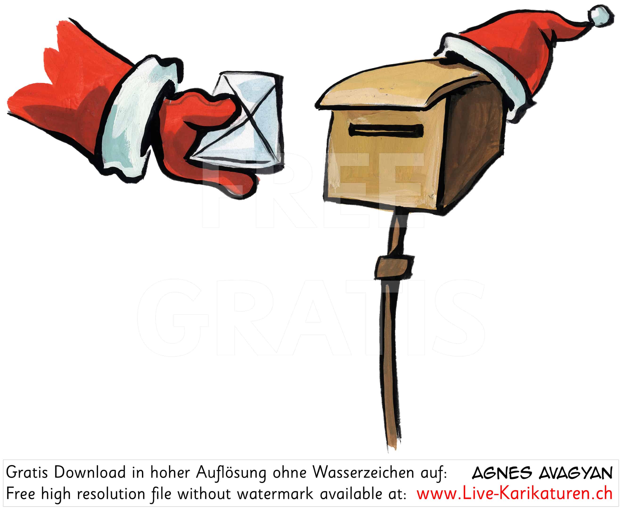 Weihnachten Post Weihnachtsmann — www.Live-Karikaturen.ch