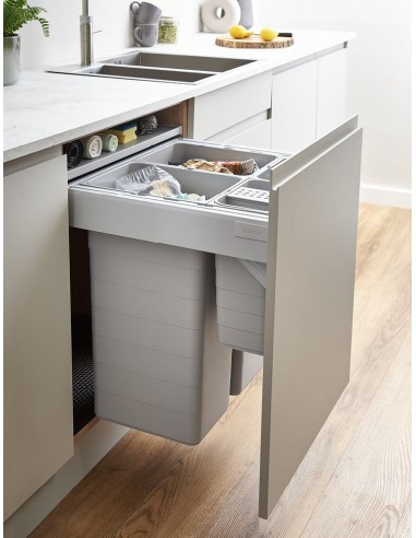 ECO-TOP Blum Runner Kitchen Drawer Waste Bins Orion Grey, Suits 600mm