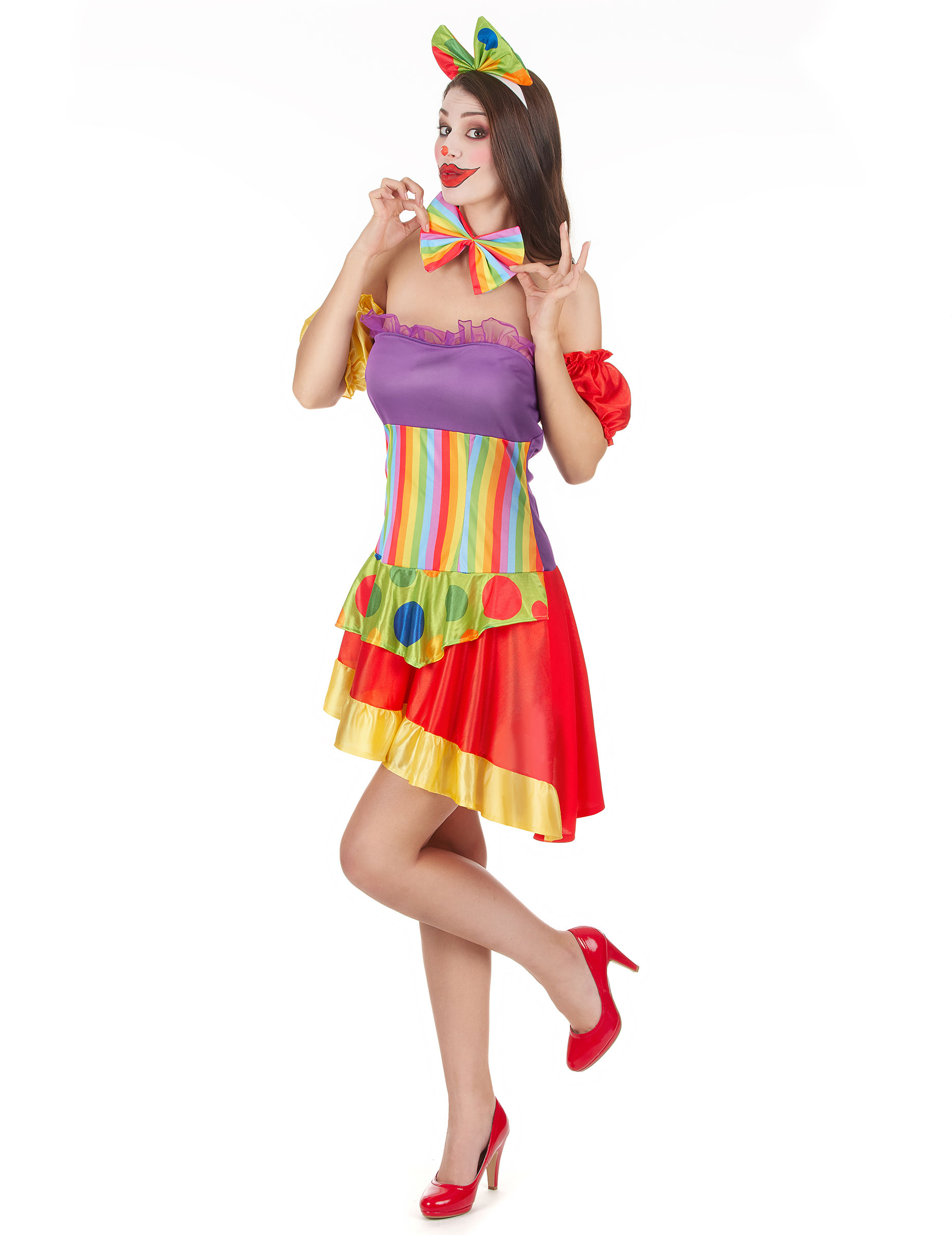 Buntes Clowns-Kostüm Für Damen mit Clown Kostüm Damen