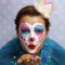 Clown Facepainting  Make Up Zu Karneval, Faschingfacepainting Von verwandt mit Clowns Gesicht Vorlage