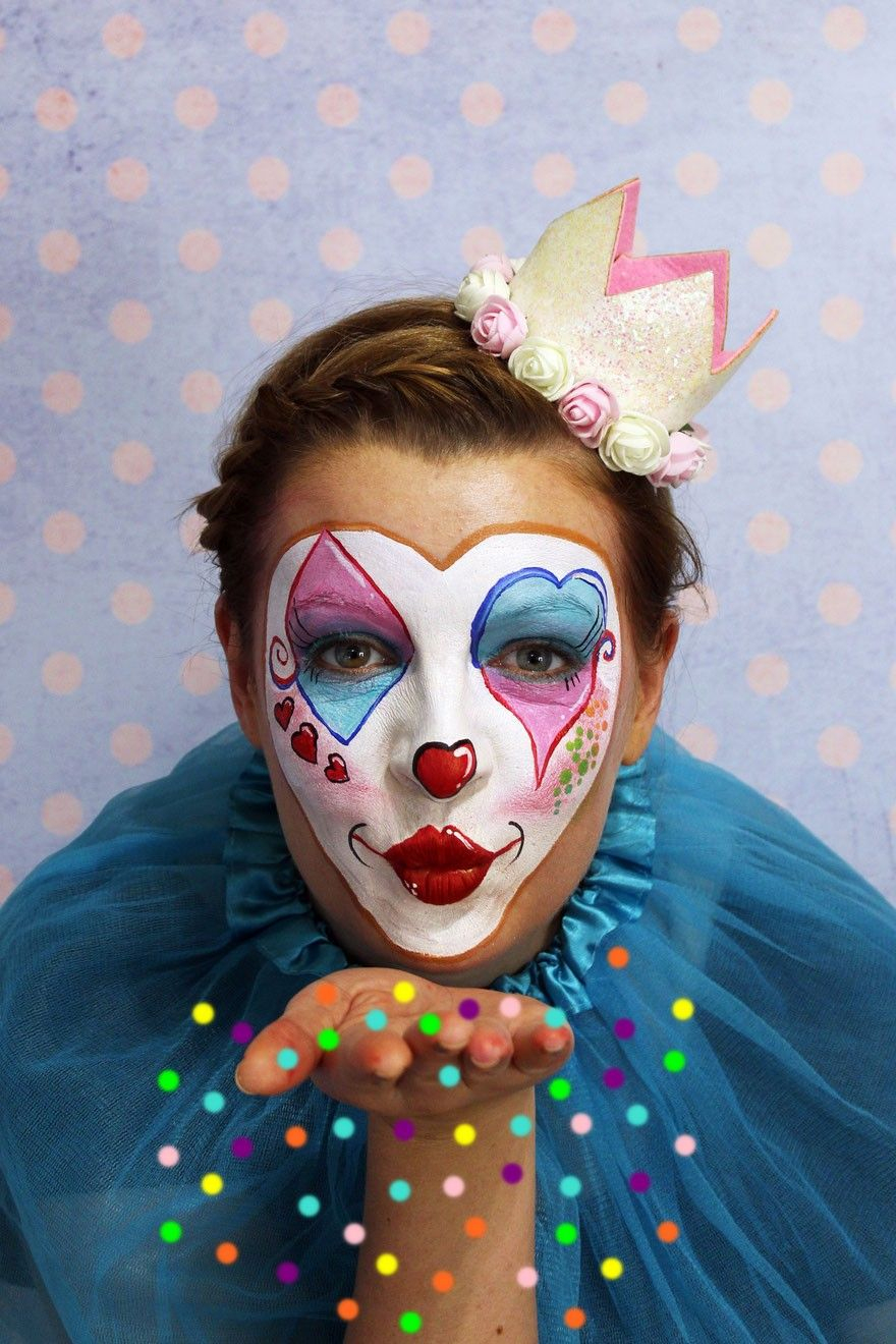 Clown Facepainting  Make Up Zu Karneval, Faschingfacepainting Von verwandt mit Clowns Gesicht Vorlage