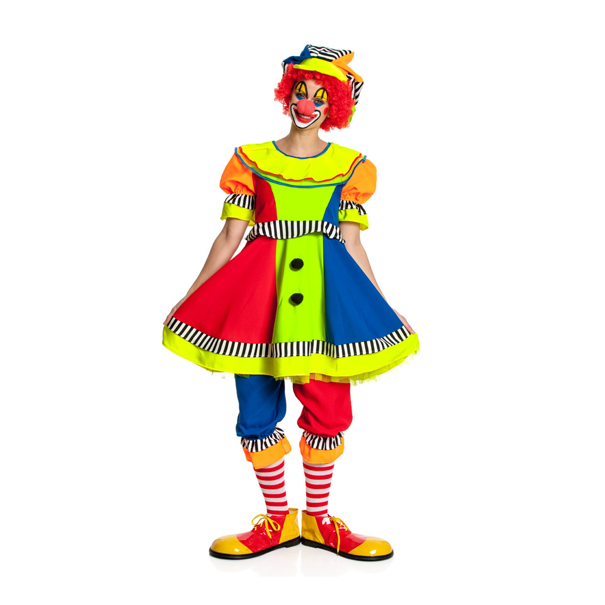 Clown Kostüm Damen Komplett Mit Mütze Lustig Bunt  Kostümplanet® für Clown Kostüm Damen