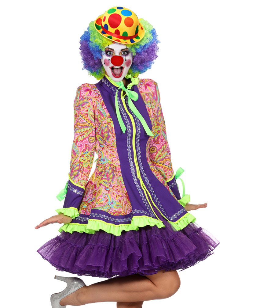 Clown Mantel Damen Kostüm Bunt ganzes Clown Kostüm Damen