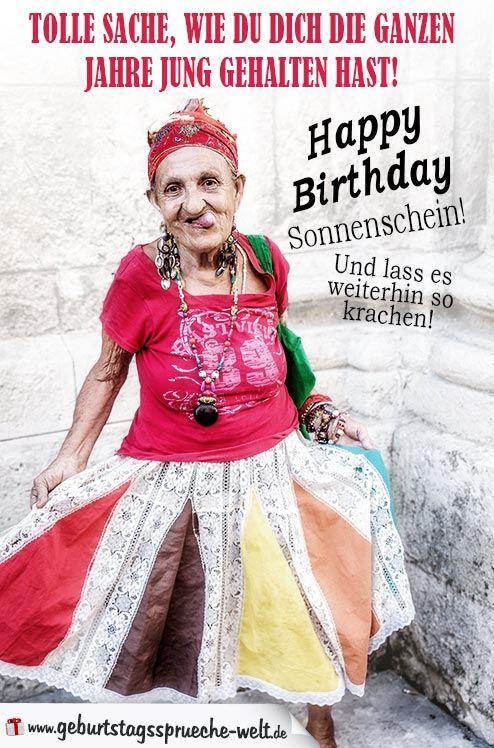 Coole Geburtstagskarte - Jung Gehaltene Oma Im Rock bei Lustige Sprüche Alter Frauen