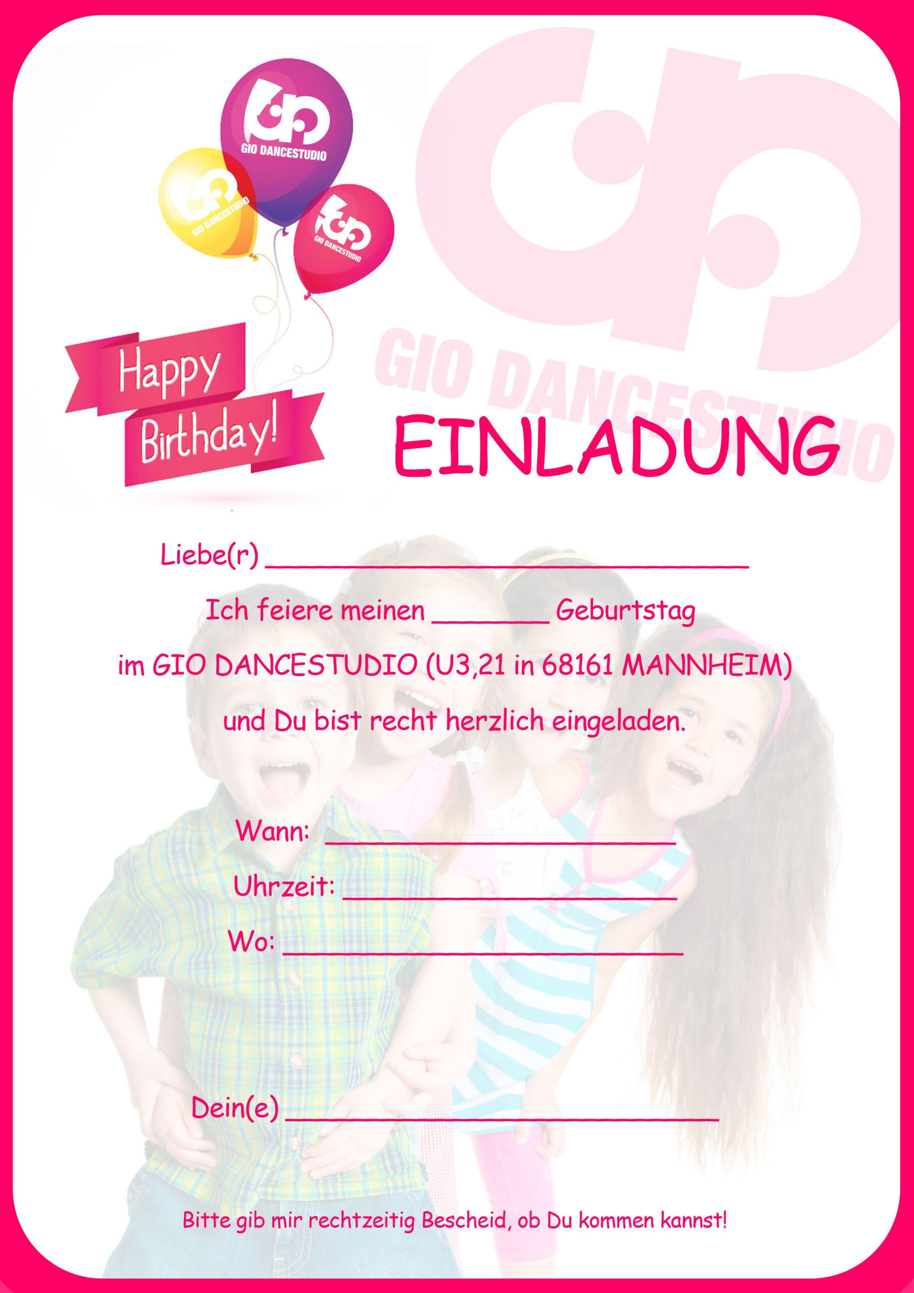 Einladungskarten Geburtstag Kindergeburtstag Download  Einladung über Einladung Kindergeburtstag Zum Ausdrucken