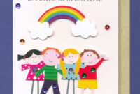 Erst Kommunion Karte Grußkarte Applikation Kinder Regenbogen 16X11Cm mit Spruch Kommunion Regenbogen