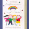 Erst Kommunion Karte Grußkarte Applikation Kinder Regenbogen 16X11Cm mit Spruch Kommunion Regenbogen