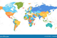 Farbige Weltkarte Politische Landkarte Vektor Abbildung - Illustration in Weltkarte Mit Ländern