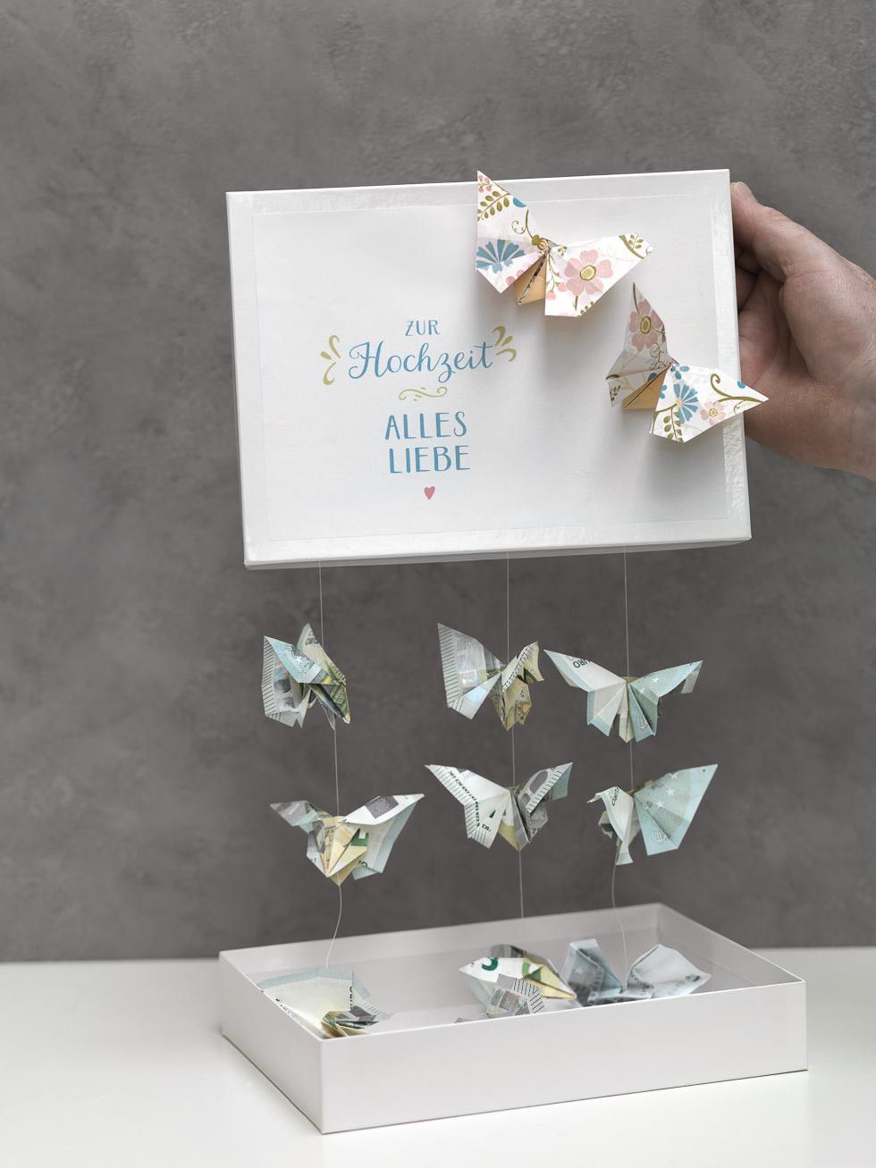Geldgeschenke Hochzeit  Geld Falten Schmetterling, Geldgeschenke für Schmetterling Aus Geld Falten
