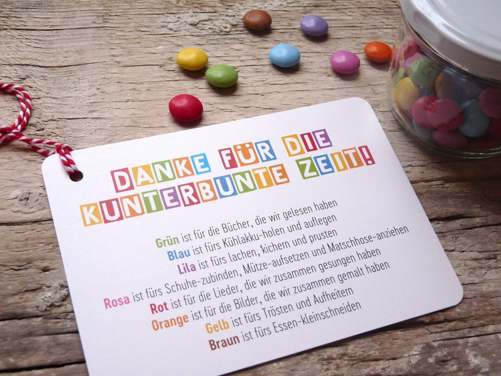 Geschenkanhänger - 10 X Dank Abschied Kindergarten Kita  Postkarten mit Erzieherin Geschenk Abschied