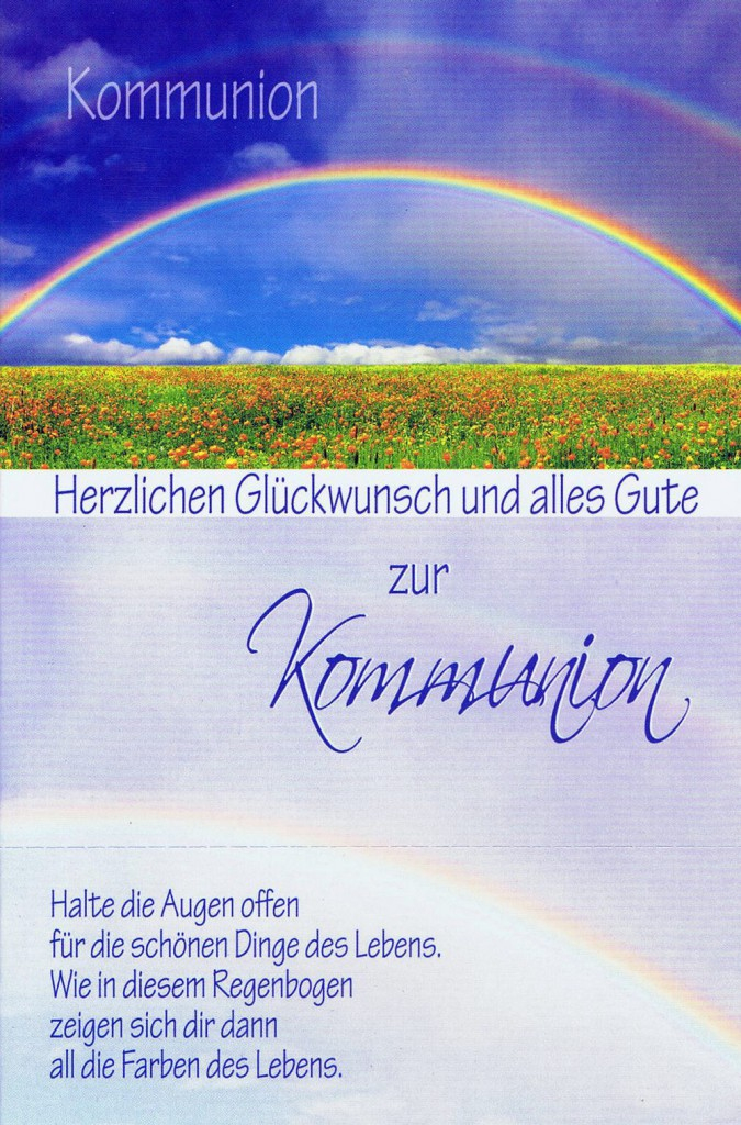 Glückwunschkarte Zur Kommunion Xko109 Regenbogen - Kartenwichtel.de mit Spruch Kommunion Regenbogen