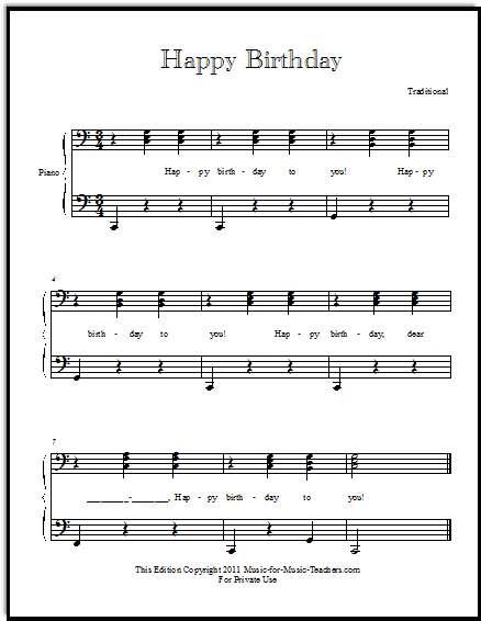 Happy Birthday Free Sheetmusic For All Instruments And Voice  Happy über Happy Birthday Noten