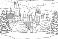 Harry Potter Hogwarts Castle In Winter Coloring Page mit Harry Potter Ausmalbilder