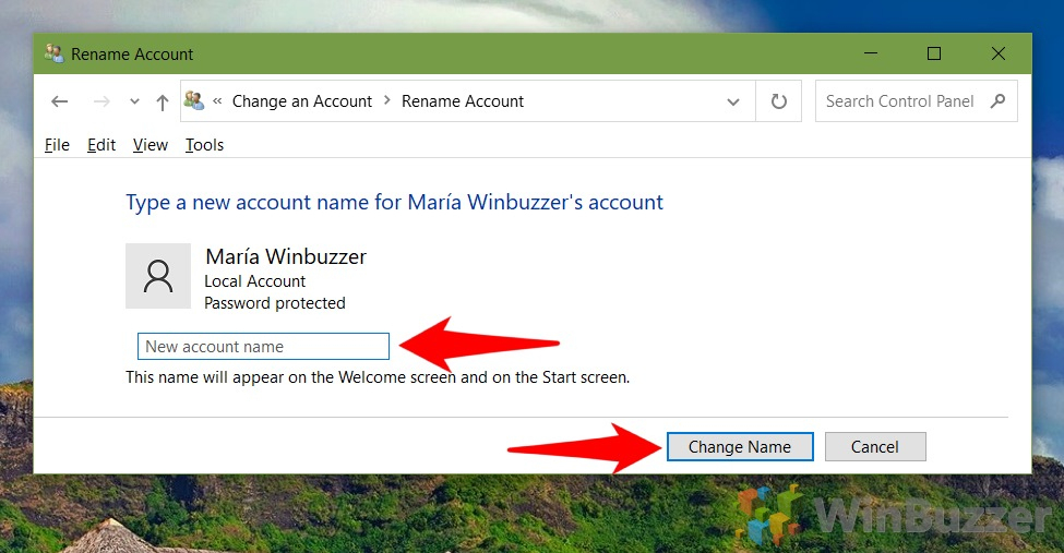 How To Change A Username  Account Name In Windows 10 - Winbuzzer über Privat Account Namen