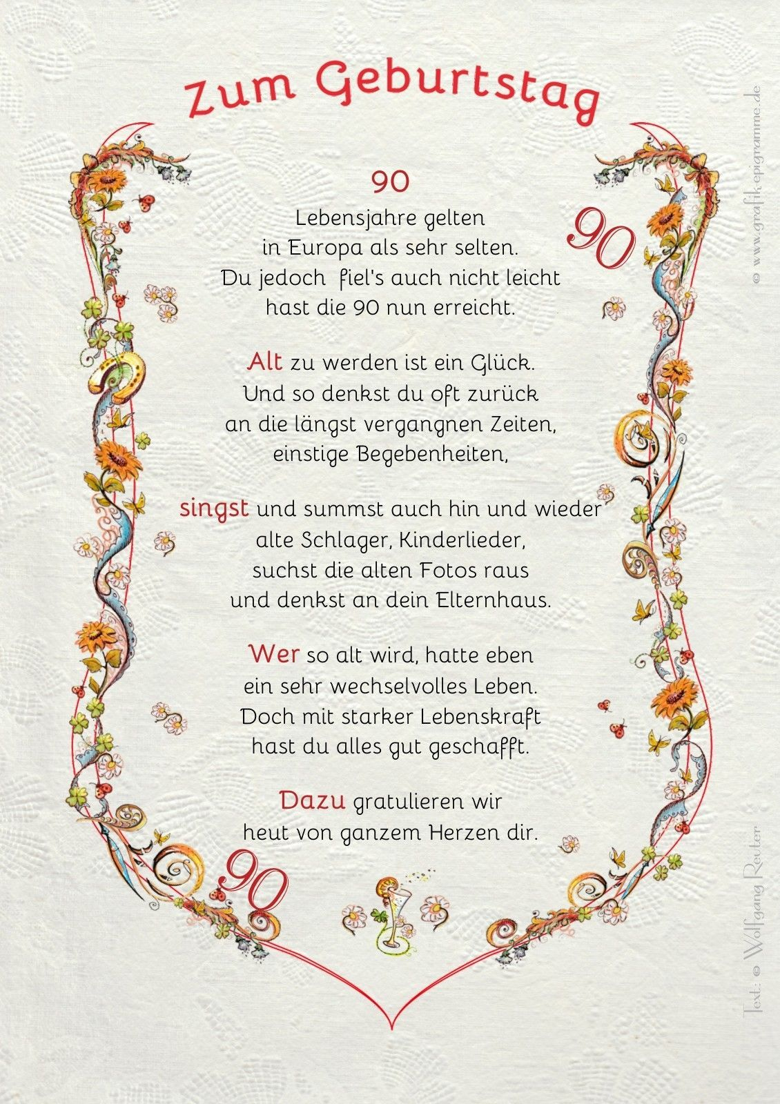 Inspiration Kurze Sprüche Zum 90. Geburtstag - Sammlung Deutscher mit Sprüche Zum 90. Geburtstag