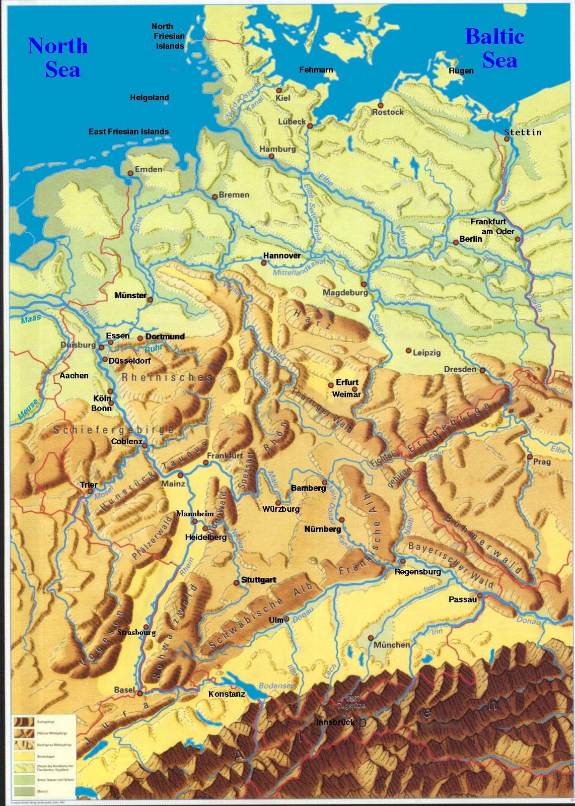 Landkartenblog: Online: Physische Deutschlandkarte über Deutschlandkarte Mit Flüssen