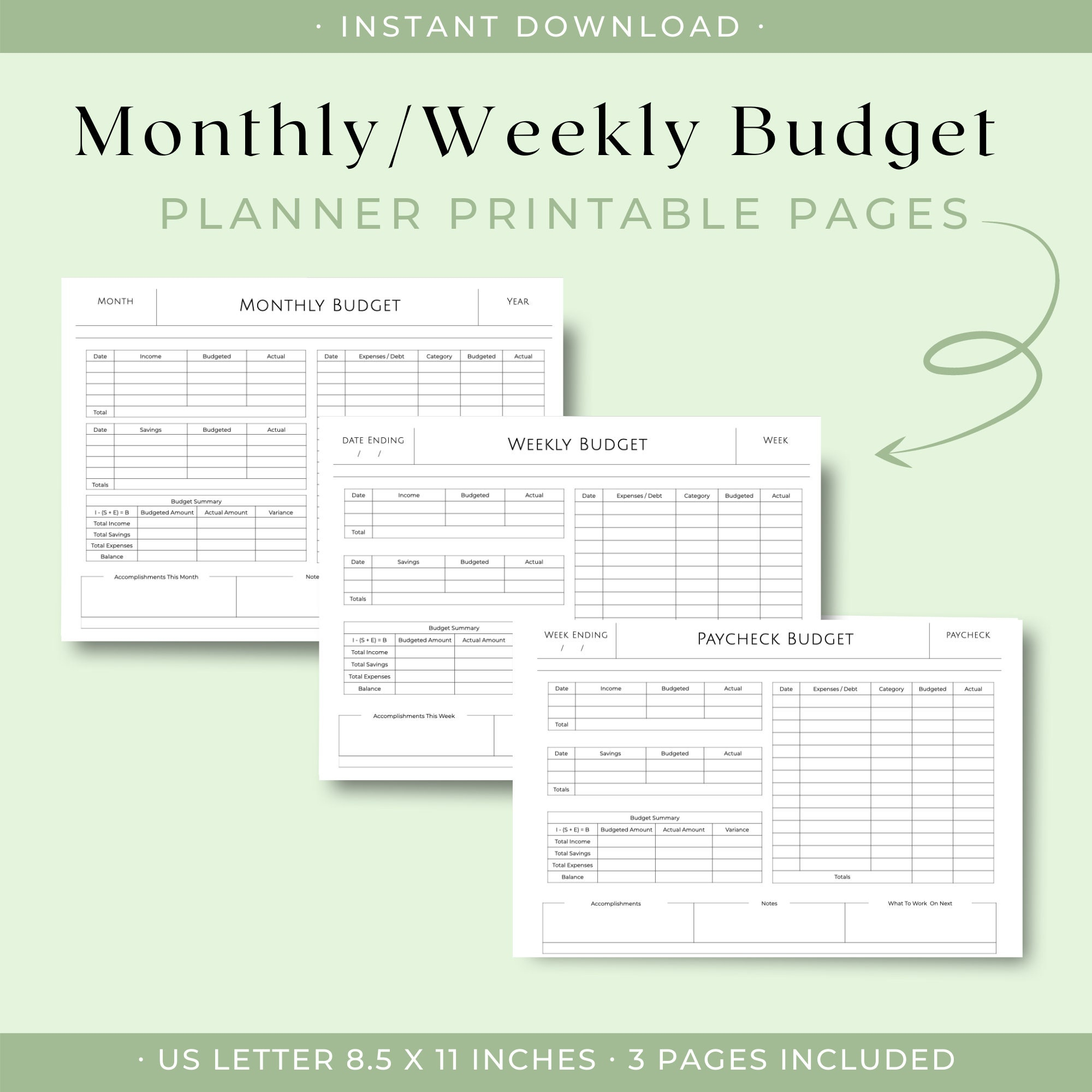Monatliche &amp; Wöchentliche Budget-Planer Druckbare Seiten. Für  Etsy über Budgetplaner Zum Ausdrucken