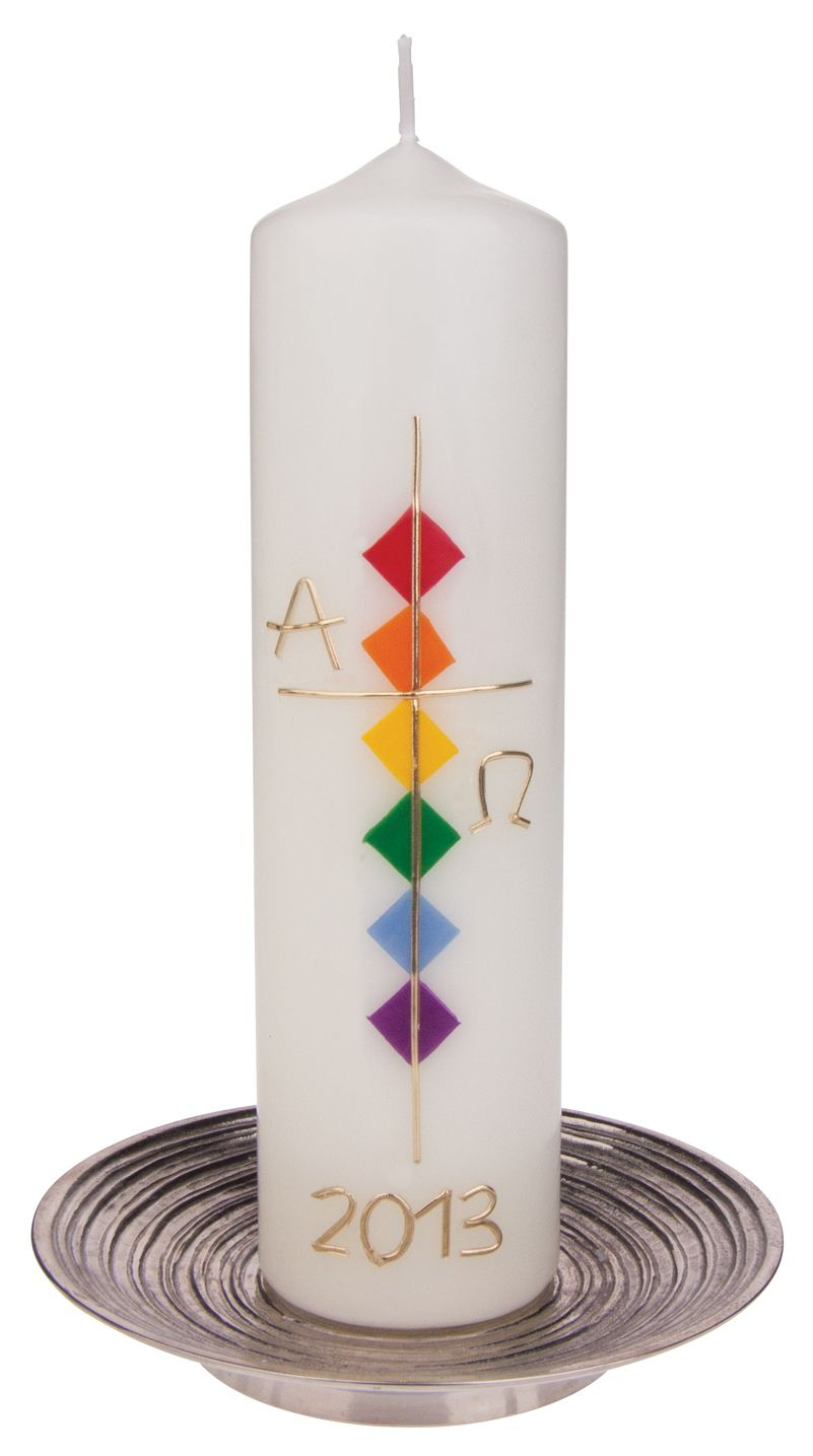 Osterkerze - Kreuz Gold &amp; Alpha Omega  Diy Candles Design, Diy Candles in Osterkerzen Motive Modern