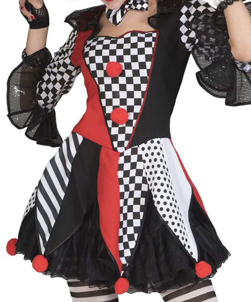 Pierrot Clown Kostüm Damen Schwarz Weiß innen Clown Kostüm Damen