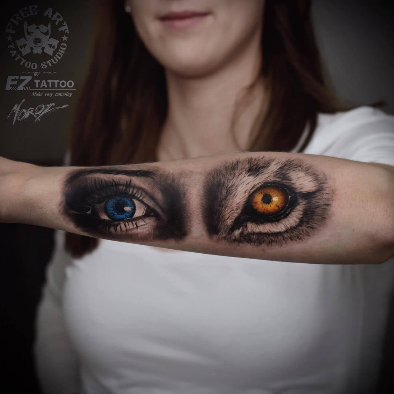 Realistische Augen Mensch Und Wolf - Tattoovorlagen24 in Augen Tattoos Bedeutung