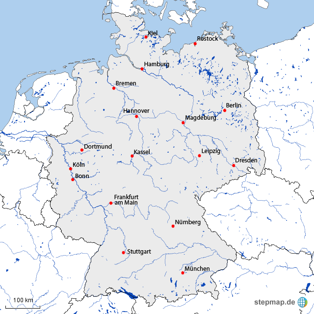 Stepmap - Deutsche Flüsse - Landkarte Für Deutschland bestimmt für Deutschlandkarte Mit Flüssen