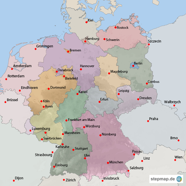 Stepmap - Deutschlandkarte - Landkarte Für Deutschland bei Deutschlandkarten Mit Bundesländern