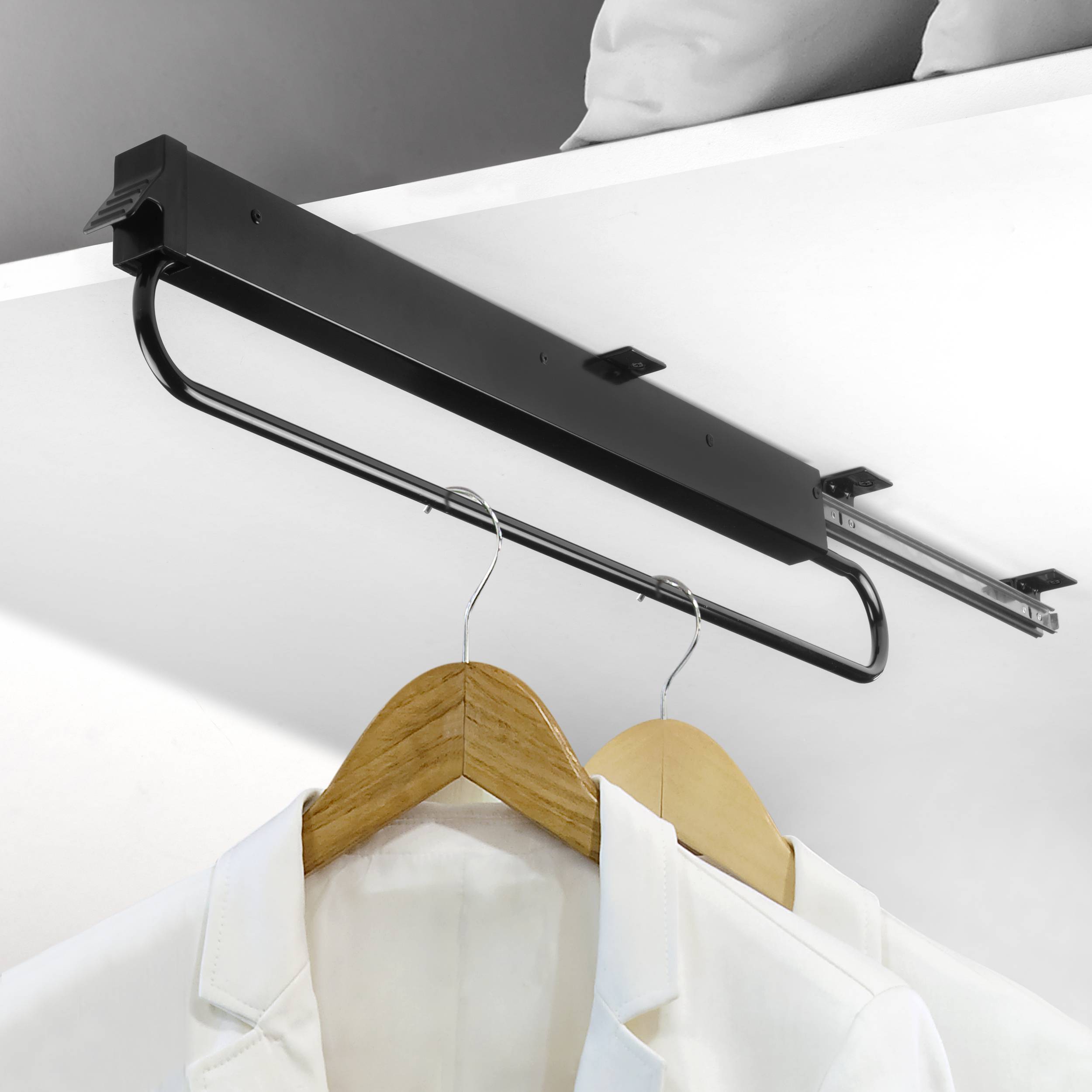 Black Pull-Out Hanging Rail 800mm -Pull Out Clothes Rails